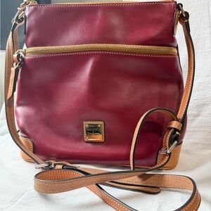 Dooney & Bourke Red and Tan smooth Leather Wexford Crossbody Bag